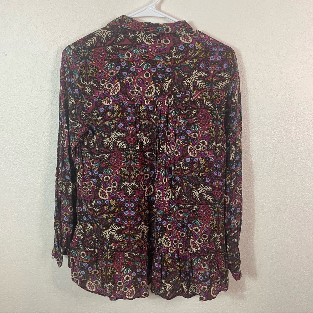 Maeve Anthropologie Janie Flounced Peasant Blouse Multicolor size 0 Boho Paisley - Picture 6 of 8